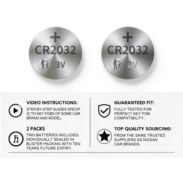 Nissan CR2032 Key Fob Batteries KKNCO 2-Pack-2