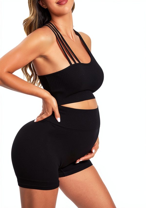 Happy Cherry Women's Maternity Bodysuit Pregnancy Shapewear Sleeveless Tank Top Shorts Ribbed Romper Jumpsuit Spring Summer-2